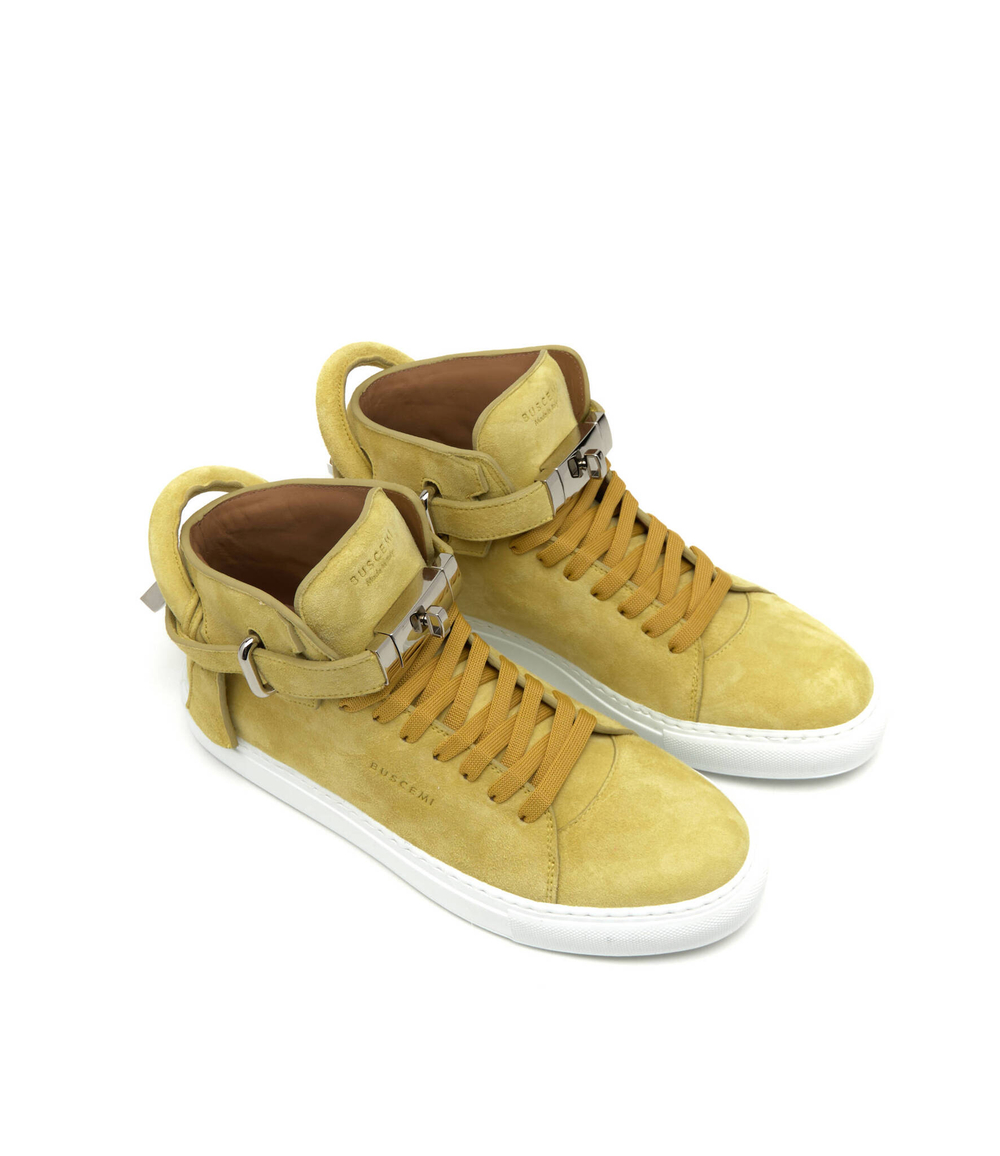 Кожаные кроссовки camoscio Buscemi - горчичный(BCS22702)