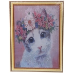 Алмазная мозаика на подрамнике с полным заполнением «МИР ЯРКИХ КРАСОК», кошка Марта, 30*40см