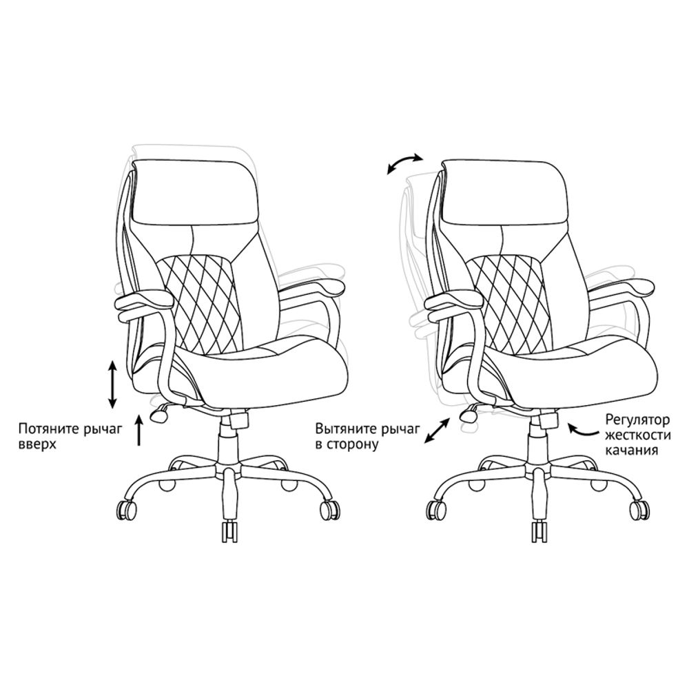 Кресло руководителя Helmi HL-ES09 "Armor", повышенной прочности, экокожа черная, до 250кг