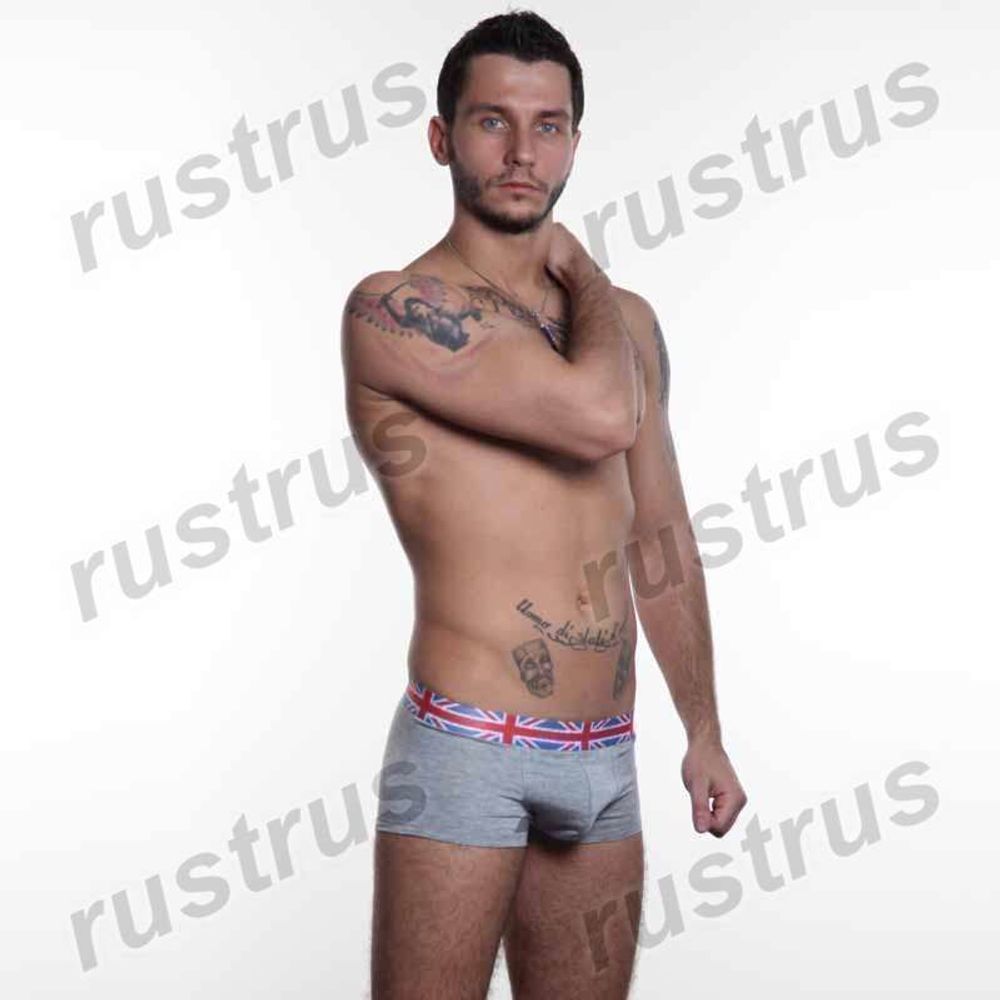 Мужские трусы хипсы серые DEEP JOY Английский флаг