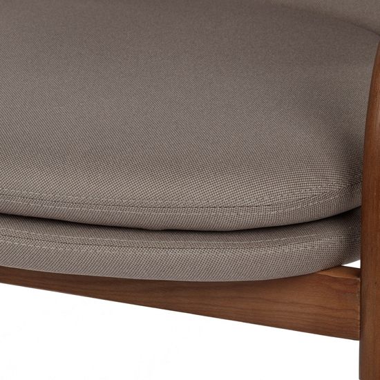 Кресло Aleman натуральное дерево и коричневая ткань 