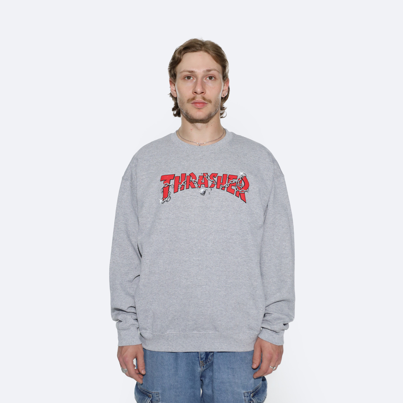 Свитшот Thrasher Chains By Daniel Shepard Crewneck (sport grey) артикул: - купить в магазине Дайс