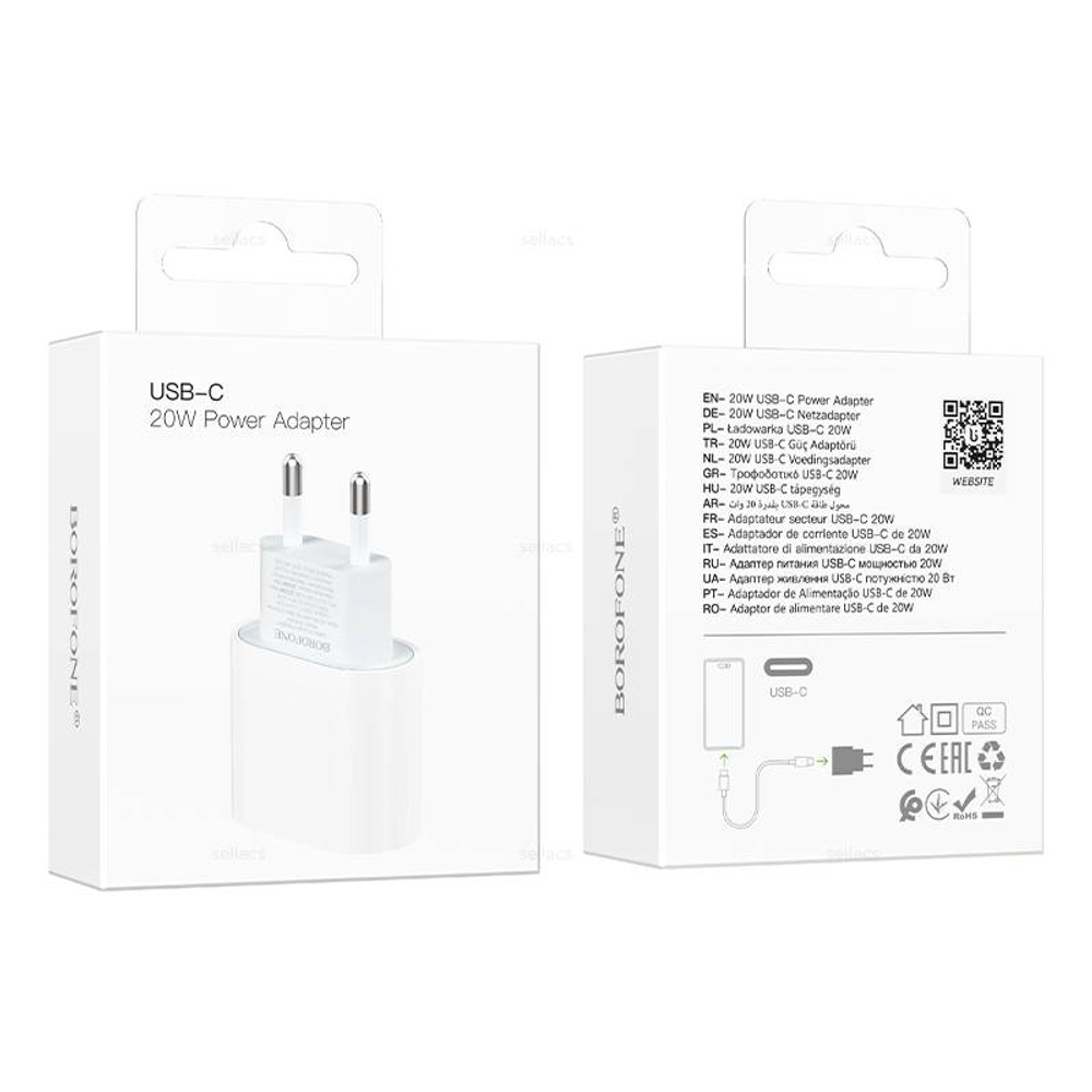 Сетевой адаптер питания BOROFONE BA100A PD 20W (белый)