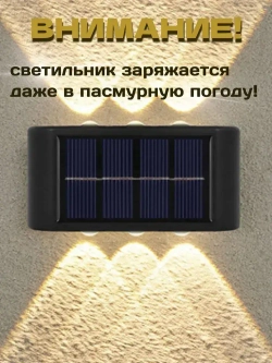 Настенный уличный садовый светильник на солнечной батарее, 2 штуки