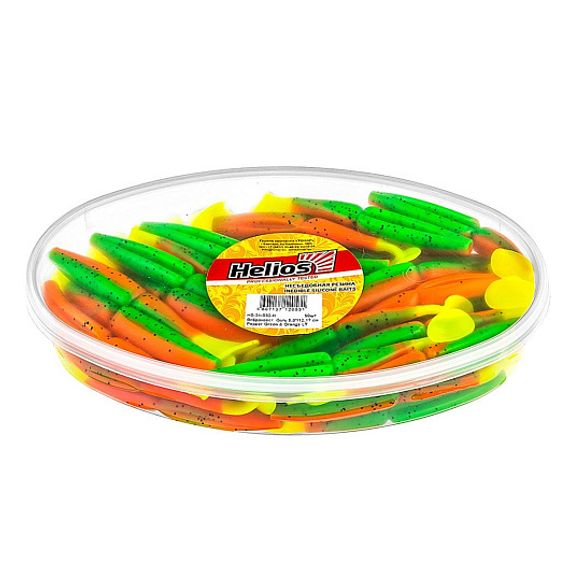 Виброхвост несъедоб. Guru 5,0&#39;/12,7 см Pepper Green &amp; Orange LT 50шт. (HS-31-032-N) Helios