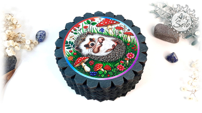 Большая деревянная шкатулка "Милый ежик"