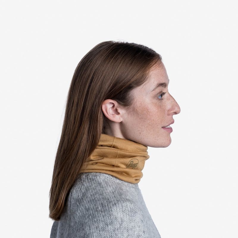 Тонкий шерстяной шарф-труба Buff Wool lightweight Solid Mustard Фото 9