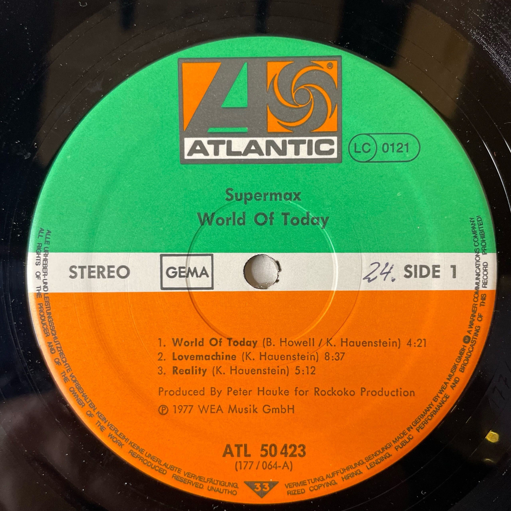 Винтажная виниловая пластинка LP Supermax World Of Today (Германия 1977) Lovemachine