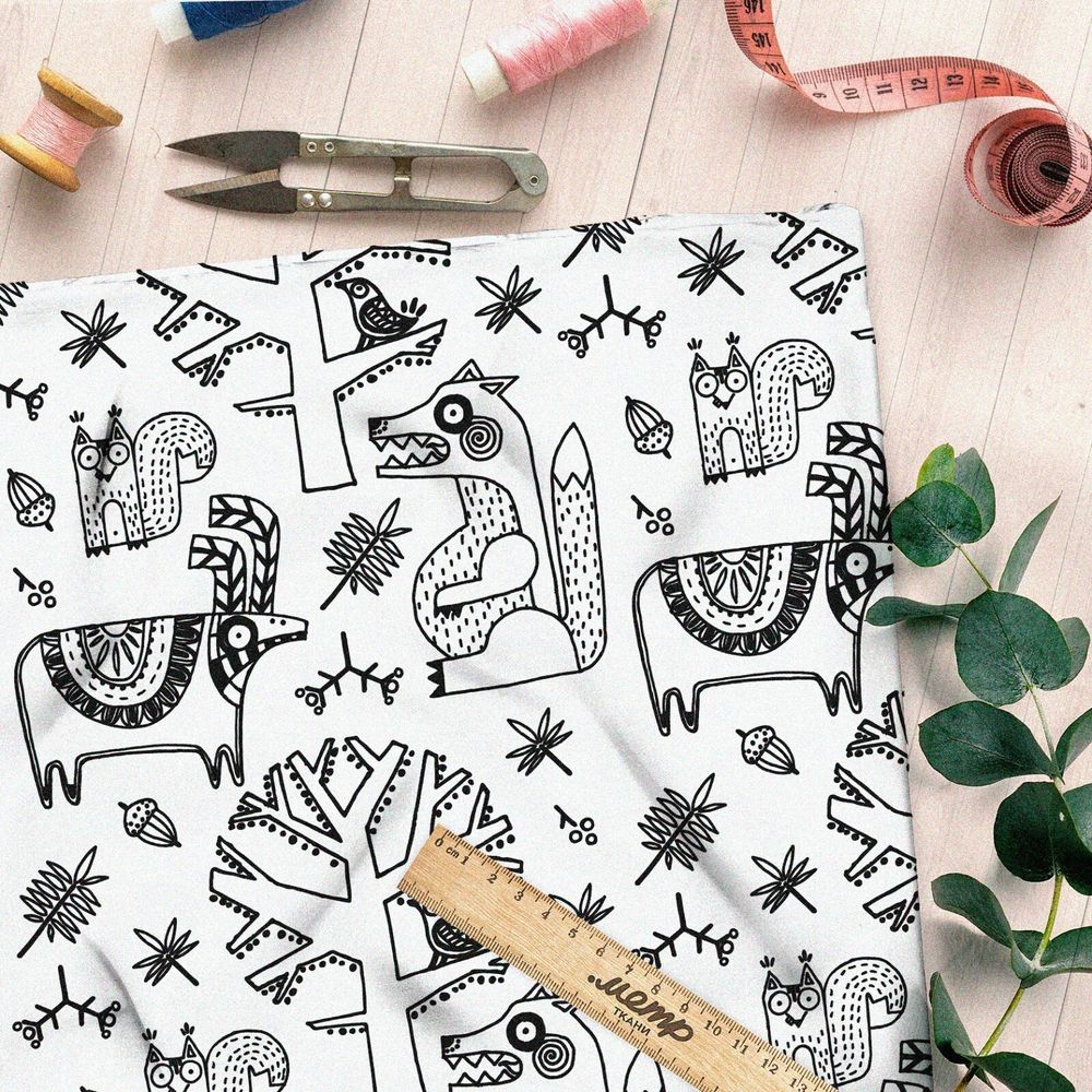 Ткань бифлекс лесные сказочные звери