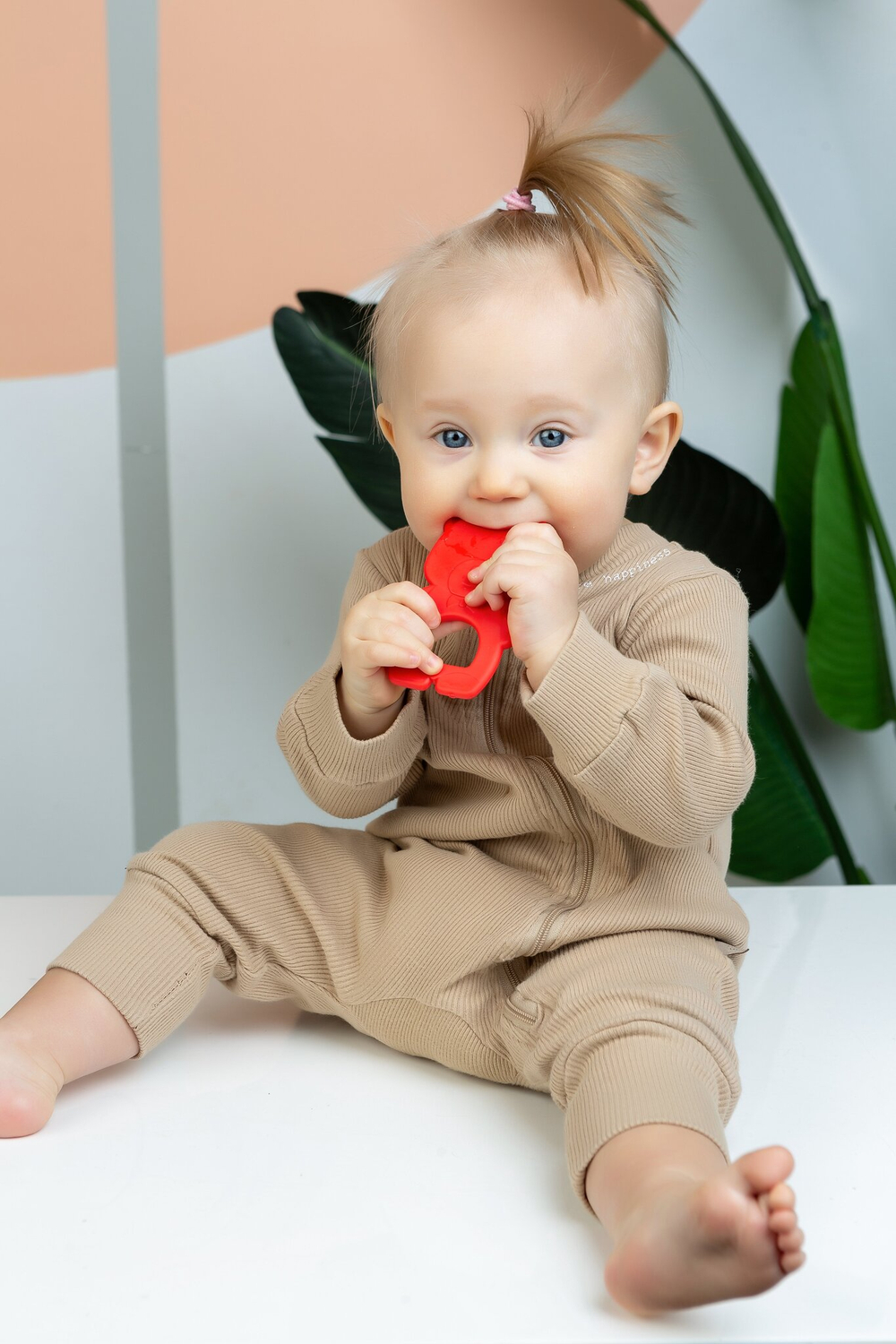 Прорезыватель "Медведь" 1 шт ПОМА с 4 месяцев, красный