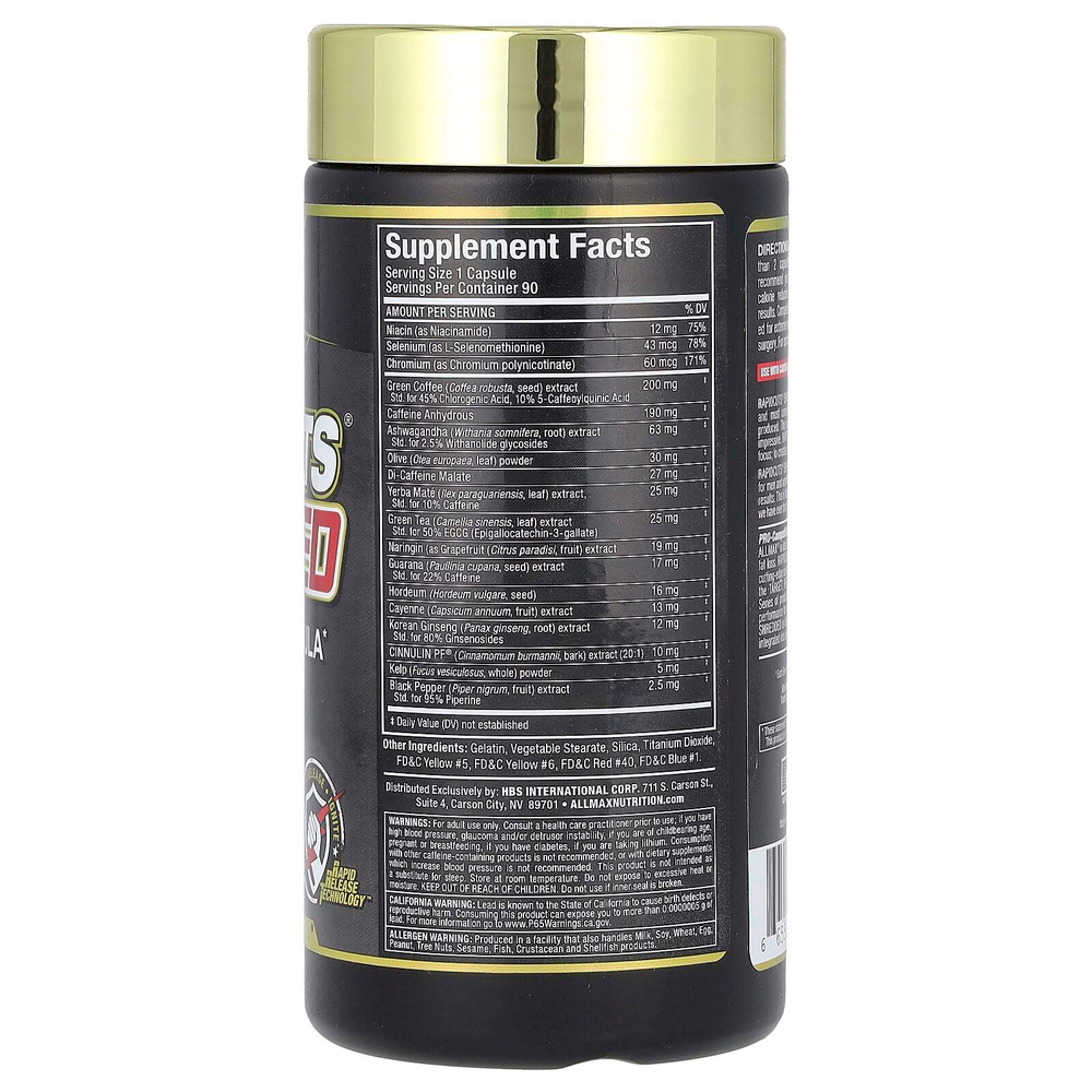 ALLMAX, Rapidcuts Shredded, настоящий сжигатель жира все-в-одном, 90 капсул