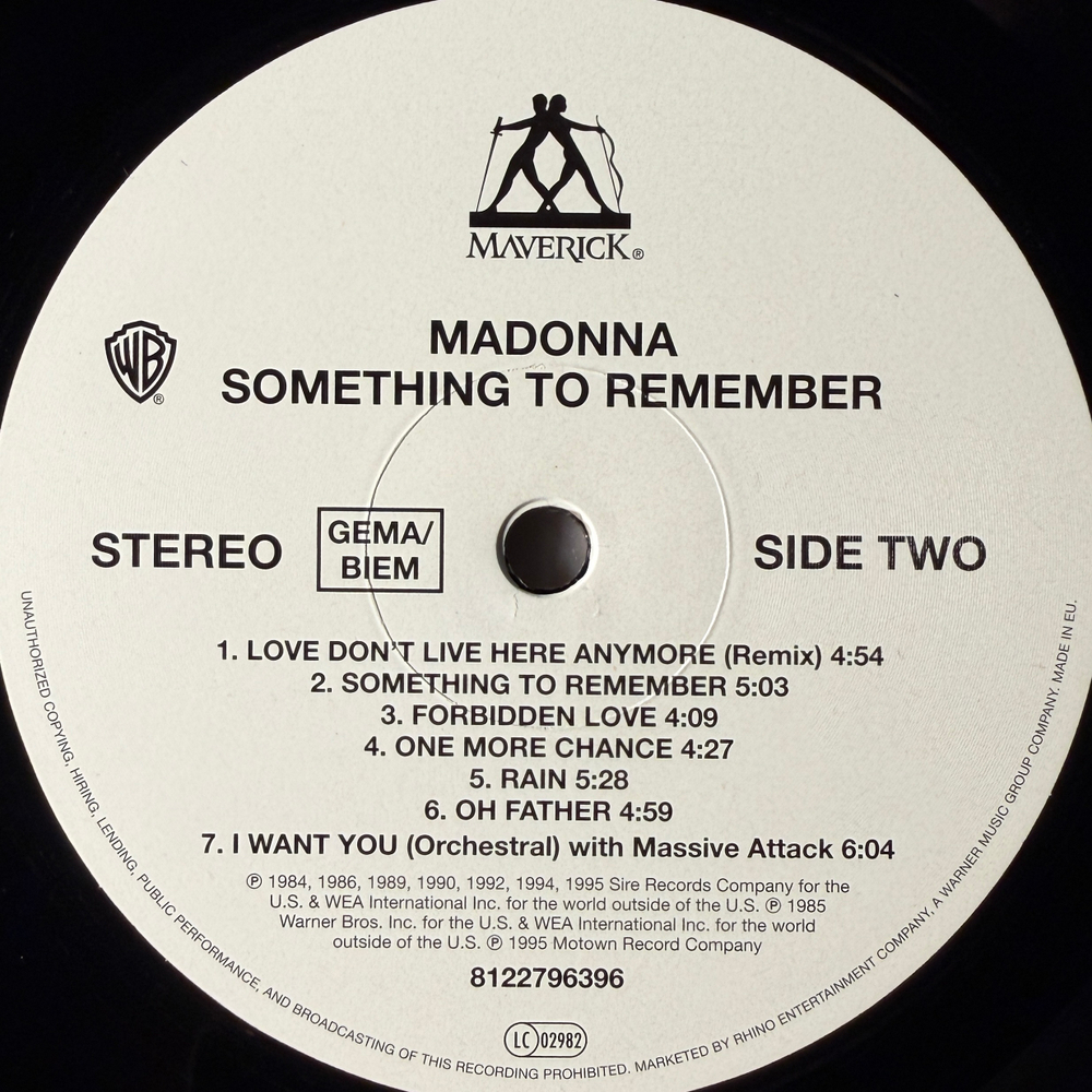 Madonna ‎– Something To Remember (Европа 2013г.) Т
