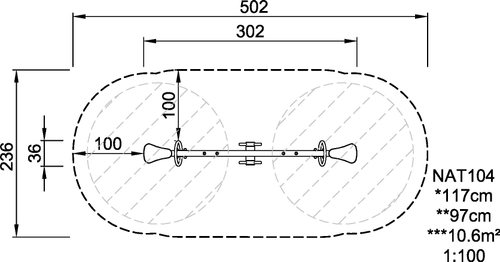 Горизонтальные качели с деревянной планкой