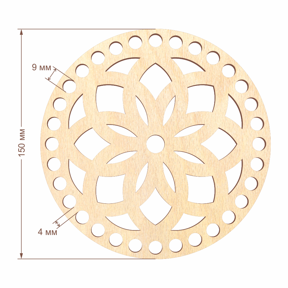 Резное донышко для корзины D=15 см, №17
