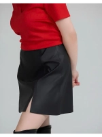 Юбка мини кожаная с разрезами экокожа