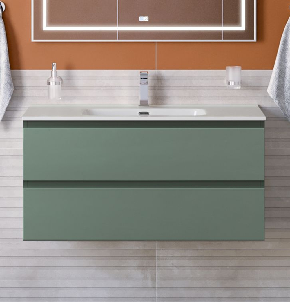 Тумба с раковиной подвесная BelBagno KRAFT-1000-2C-SO-VO Еловый матовый, раковина белая BB1000ETL