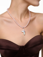 Чокер "Sea pearl cross pink" Silver