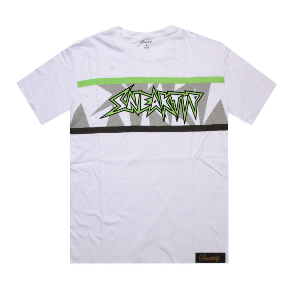 Футболка Sneaktip Edges белая с зеленым вид спереди