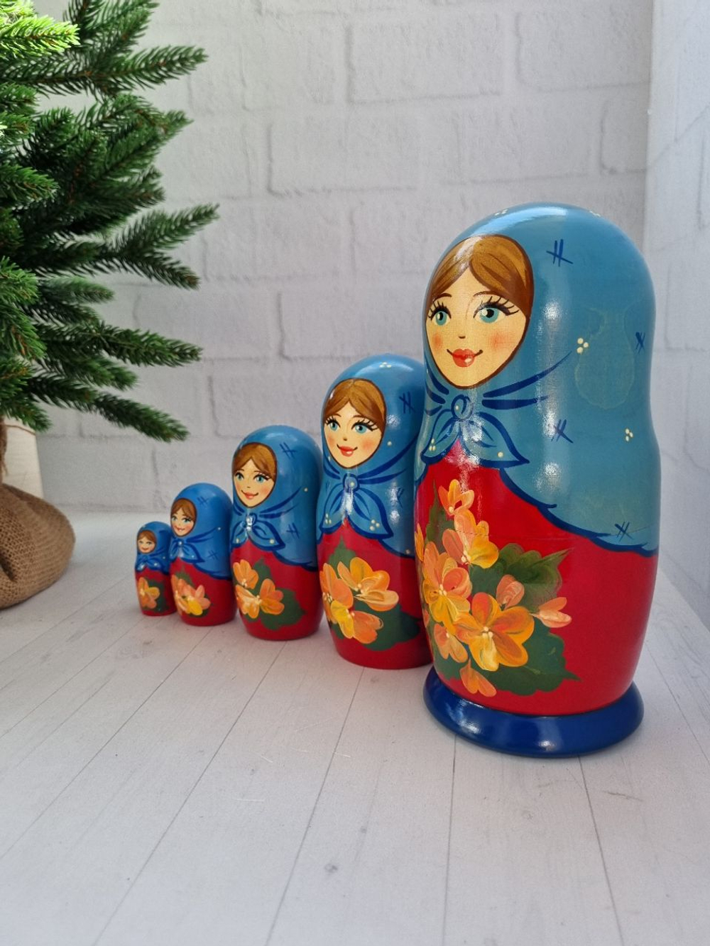 Матрешка 5 мест 18см высота цветочная