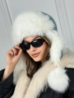 шапка ушанка зимняя меховая с флисом теплая стильная