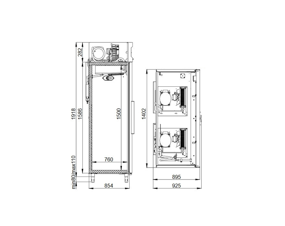 Комбинированный шкаф с металическими дверьми Polair CC214-S