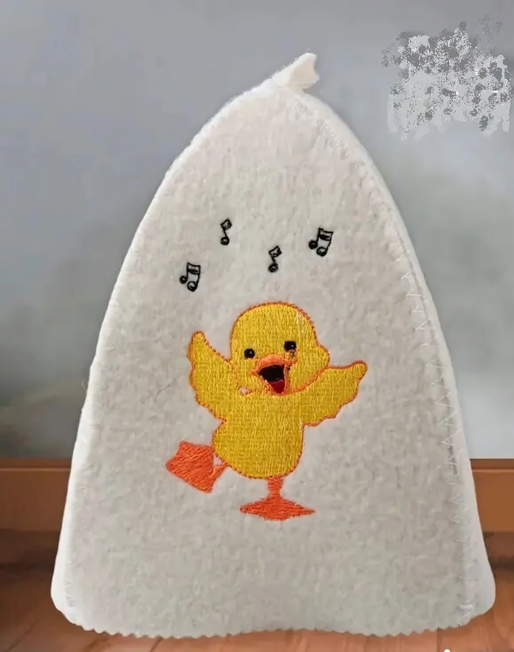 Шапка банная детская классическая с вышивкой «Утенок», цвет белый, (без упаковки)