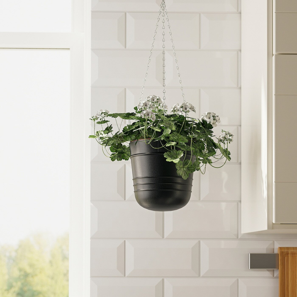 IKEA PÄRLRÖNN  (ИКЕА ПÄРЛРÖНН)  -  Подвесной цветочный горшок, внутренний/наружный/черный, 15 см