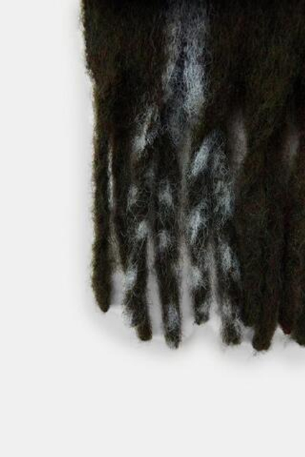 ZARA ШАРФ В КЛЕТКУ С БАХРОМОЙ, ЗЕЛЕНЫЙ