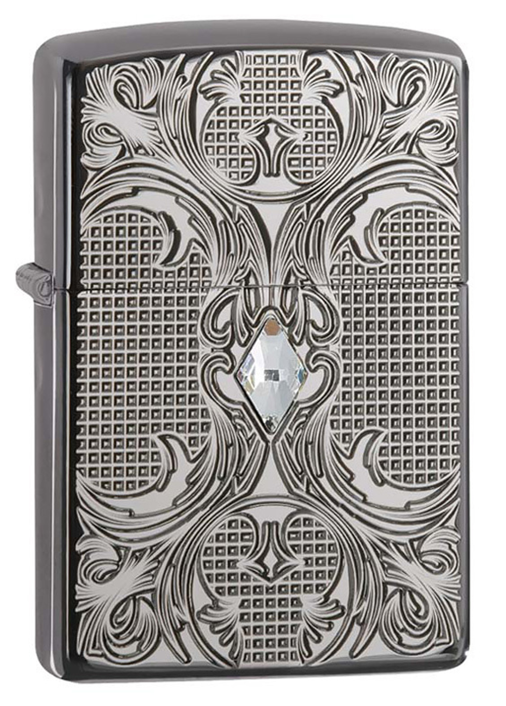 Зажигалка Zippo Crystal Lattice, латунь/сталь с покрытием High Polish Black Ice, черный, 36x12x56
