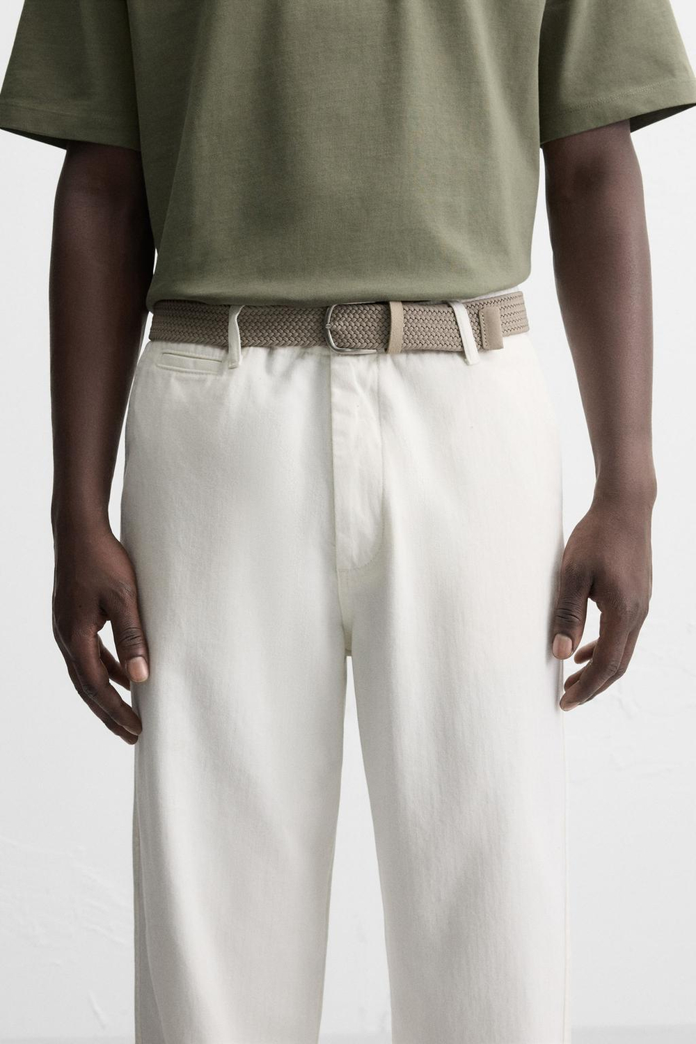 ZARA ПЛЕТЕНЫЙ ЭЛАСТИЧНЫЙ РЕМЕНЬ, БЕЖЕВЫЙ