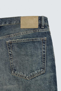 ZARA ДЖИНСОВЫЕ БЕРМУДЫ STRAIGHT FIT, ЗЕЛЕНОВАТО-СИНИЙ