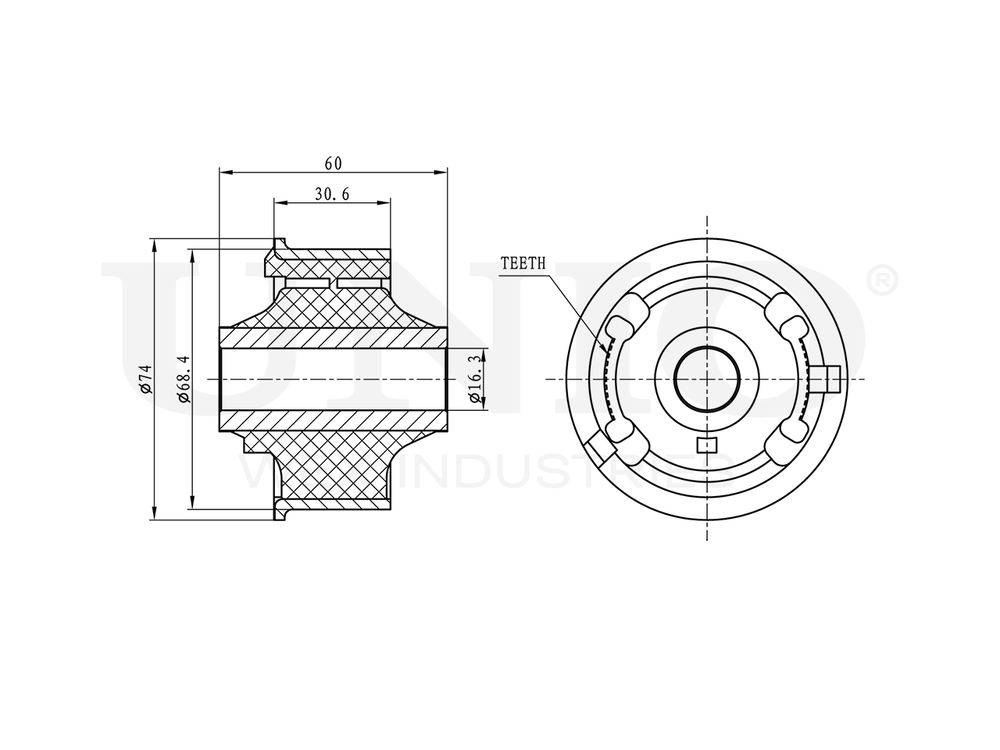 Сайлентблок задний переднего нижнего рычага UNIO RMP-20672