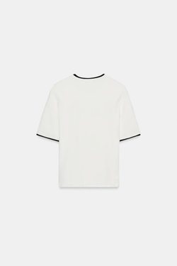 ZARA ФУТБОЛКА С НАДПИСЬЮ И КОНТРАСТНЫМИ ДЕТАЛЯМИ, БЕЛЫЙ