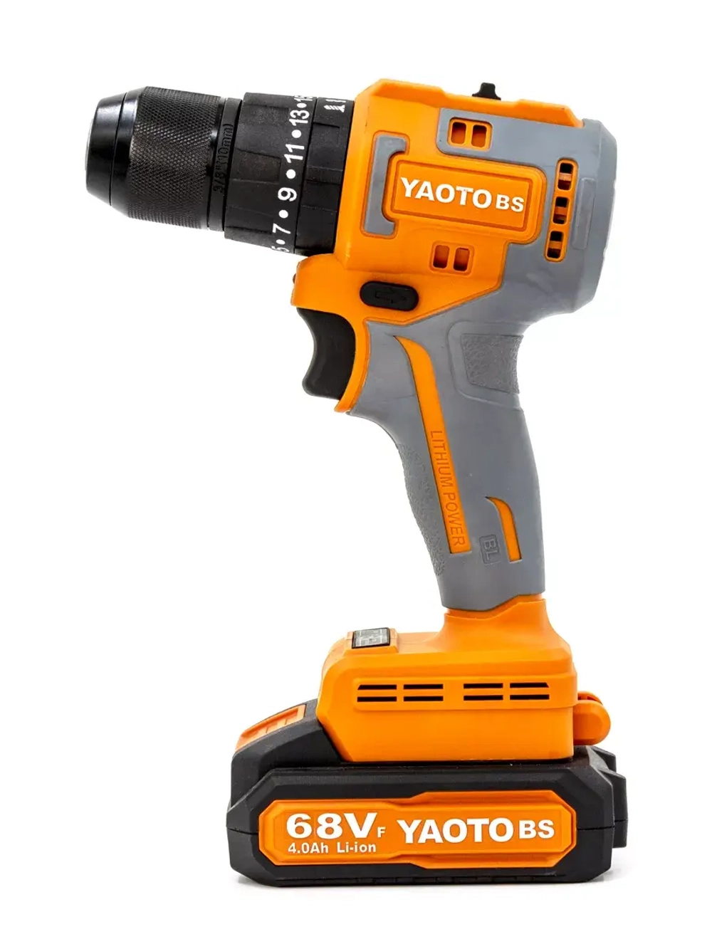 Аккумуляторный шуруповёрт-дрель YAOTO BS 68VF с бесщёточным двигателем и комплектом 2 АКБ