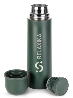 Термос Relaxika 101 (0,5 литра), хаки (стикерпак "Кемпинг")