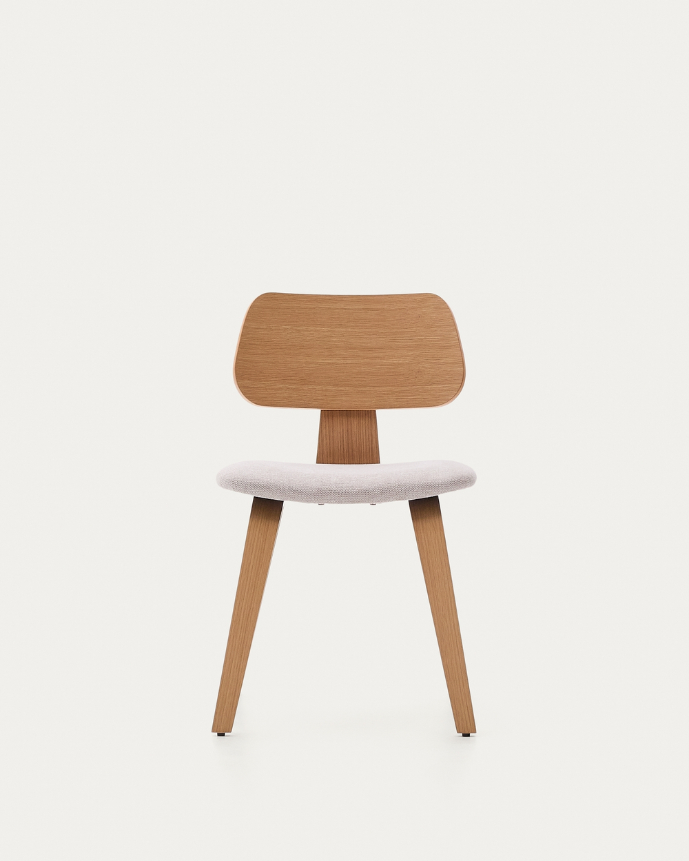 Стул Gena из бежевого шенилла с каркасом из шпона дуба и каучукового дерева