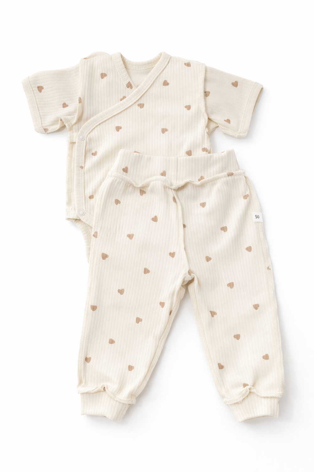 Боди кр.рукав и штанишки в рубчик, Сердечки
