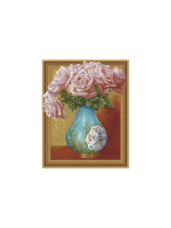 Алмазная мозаика 3D с нанесенной рамкой 40х50 БУЗИН. ЧАЙНЫЕ РОЗЫ (29 цветов)