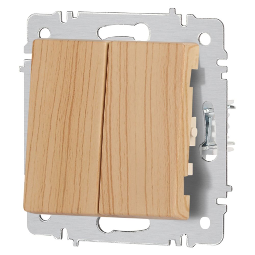 Выключатель Intro Accent 6-104-11 двойной, 10А-250В, IP20, СУ, AL/CU, сосна | Intro