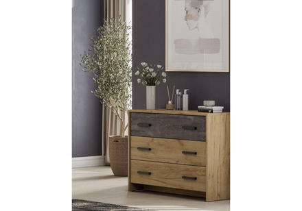 Комод Woodville Taika дуб золотой, камень темный