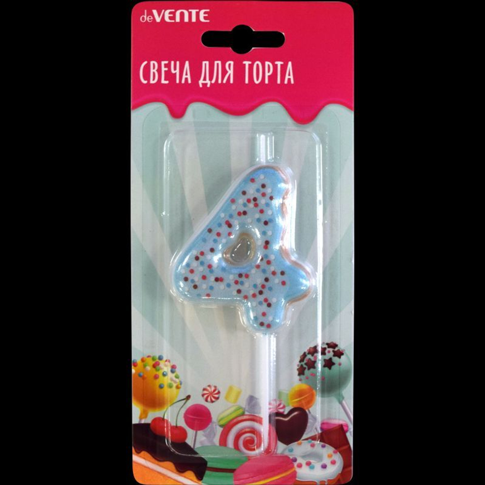 Свеча-цифра "4" Donut  6 см, с 3D декором