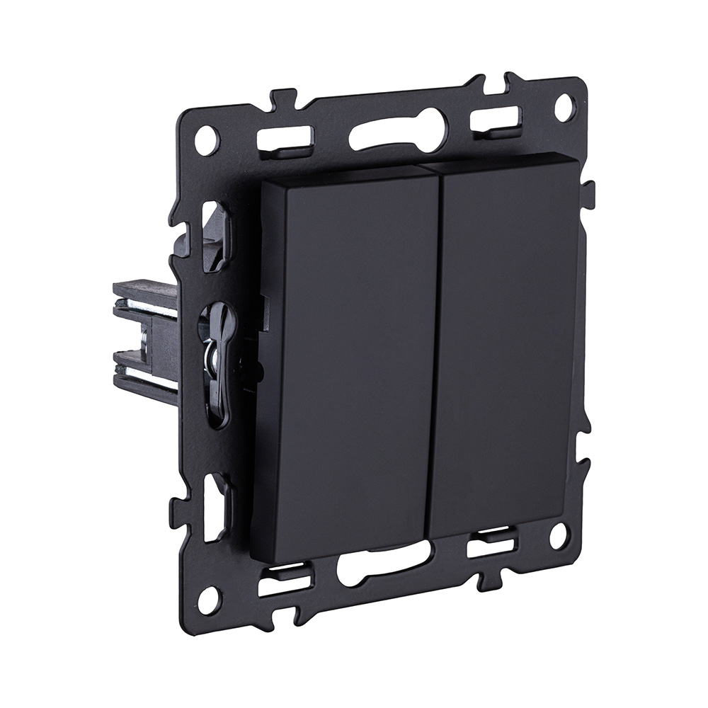 Выключатель кнопочный 2-клавишный 10А/250В, черный Kollinger Asthetik AS-025BK