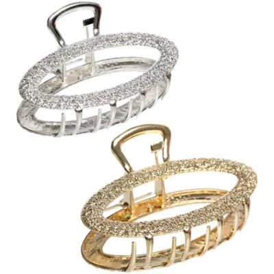 Заколка-краб для волос «AKS - DesignPRO», овал, цвет золото и хром, 6.8*3см