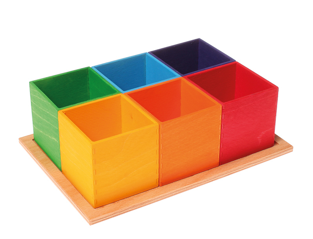 Деревянный сортер "6 цветных ящиков", поддон