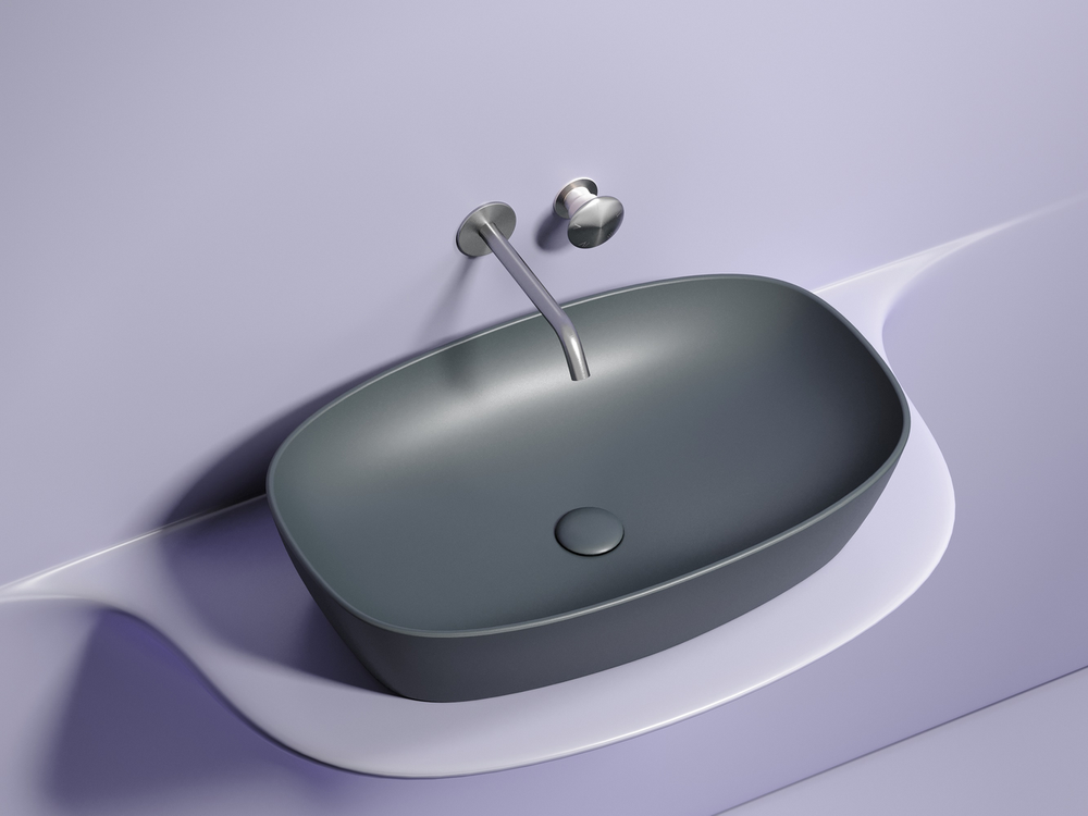 Умывальник чаша накладная овальная (цвет Темный Антрацит Матовый) Element 610x385x140мм