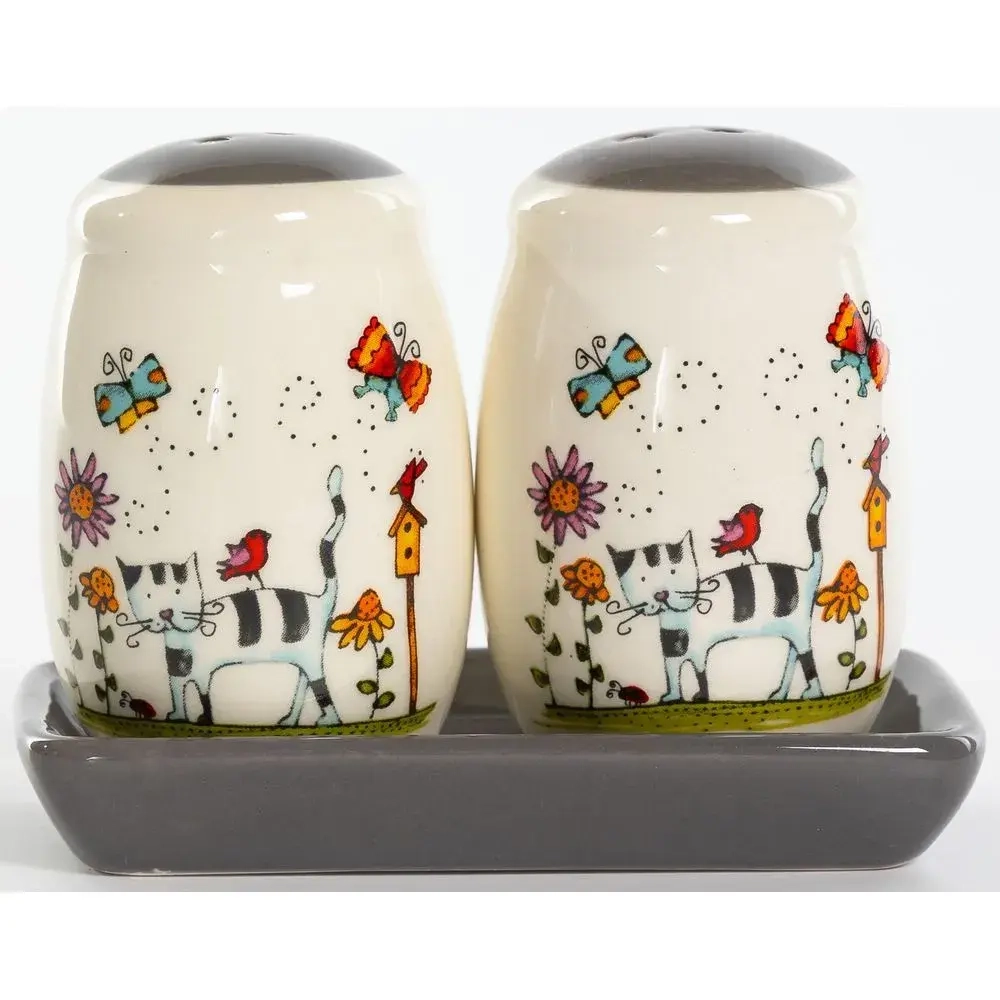 Набор д/специй солонка 112мм + перечница 112мм на керам.подставке Полосатый Кот