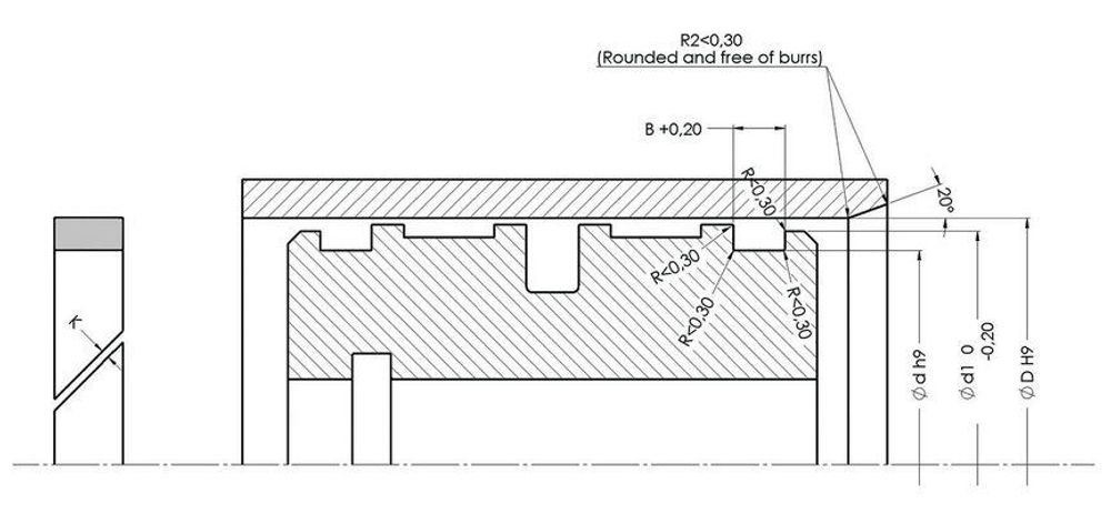 A303-240 Противозагрязняющее поршневое уплотнение 240-232-8,2