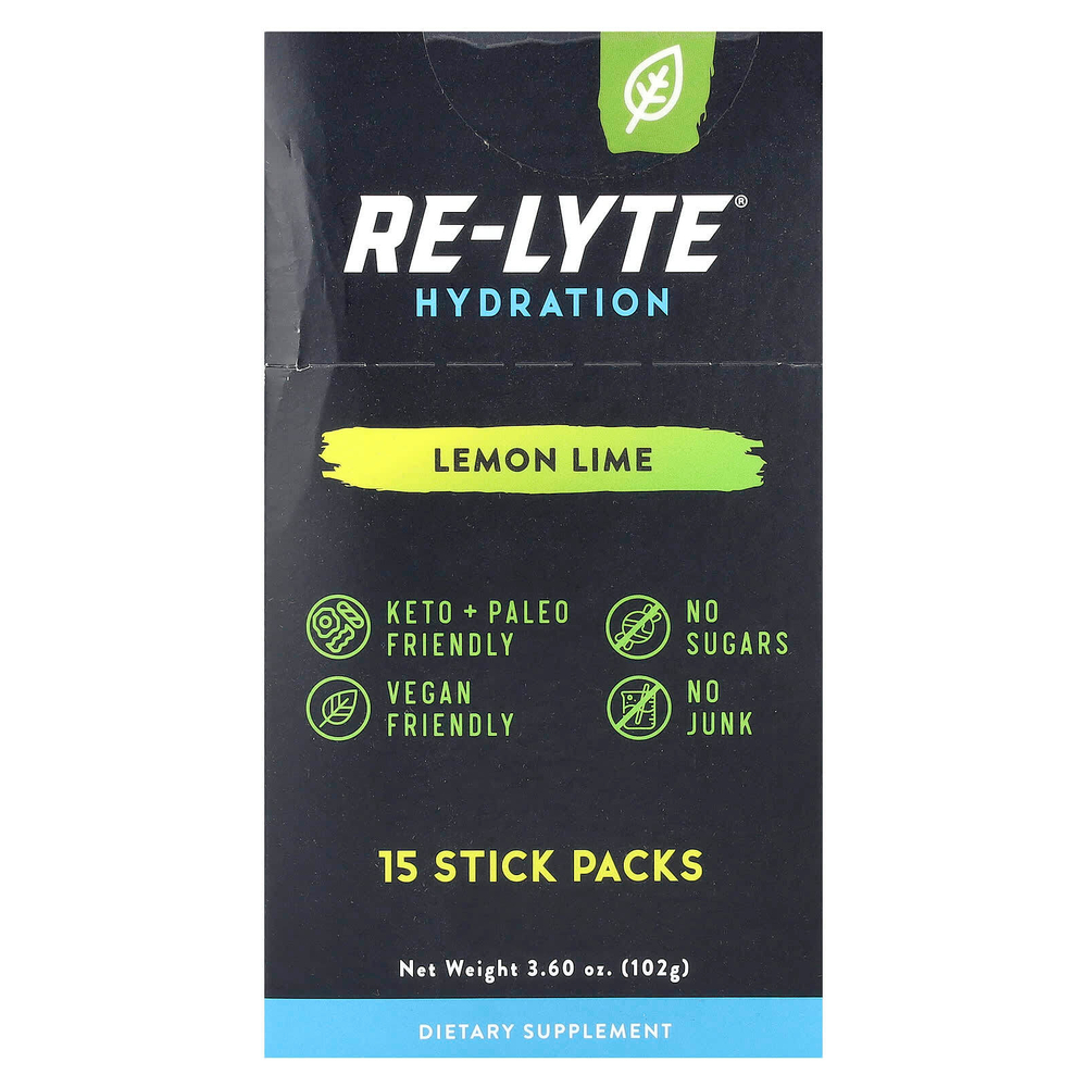 Redmond, Re-Lyte® Hydration, лимон и лайм, 15 пакетиков в стиках по 6,8 г (0,24 унции)