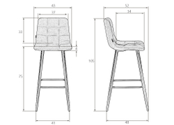 Стул барный DOBRIN NICOLE, черные матовые ножки, синяя ткань (UF860-14B)