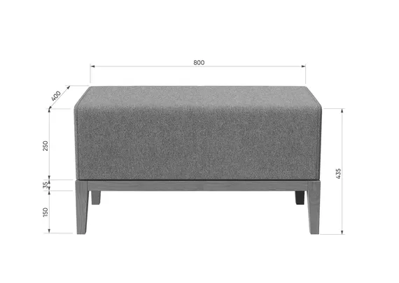 Банкетка Fjord 80 см (светло-серый, твид)